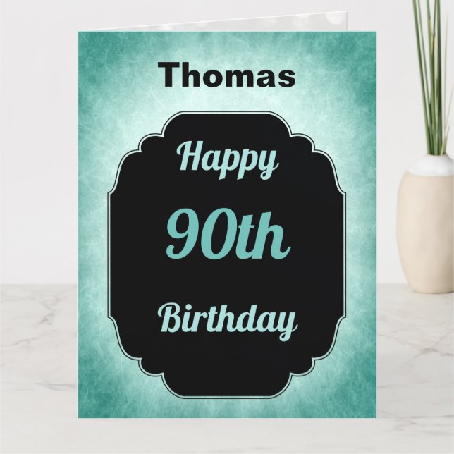 Carte bleu moderne ajouter le nom 90e anniversaire (Devant)