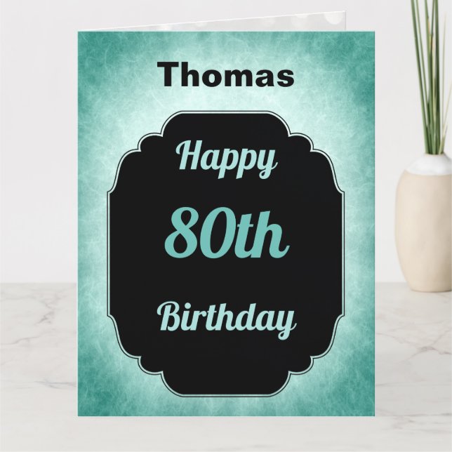 Carte bleu moderne ajouter nom 80e anniversaire (Devant)