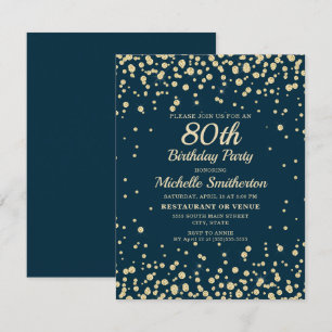Carte Bleu Nuit Or Diamant Paillettes Femmes 80e Anniver