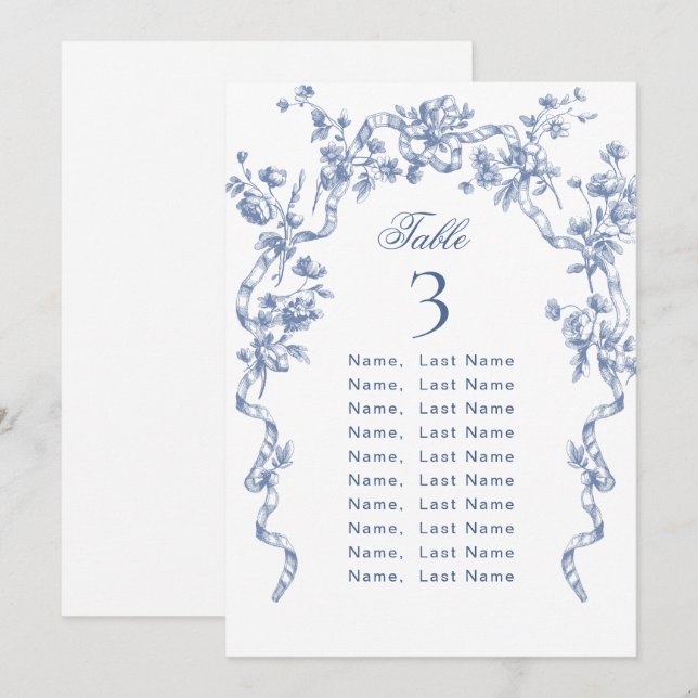 Carte Bleu Ornate Grace Victorian Siège Carte Cart (Devant / Derrière)