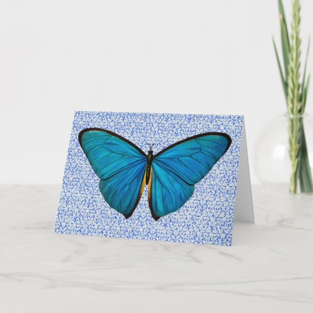 Carte Bleu Papillon Art Note (Devant)