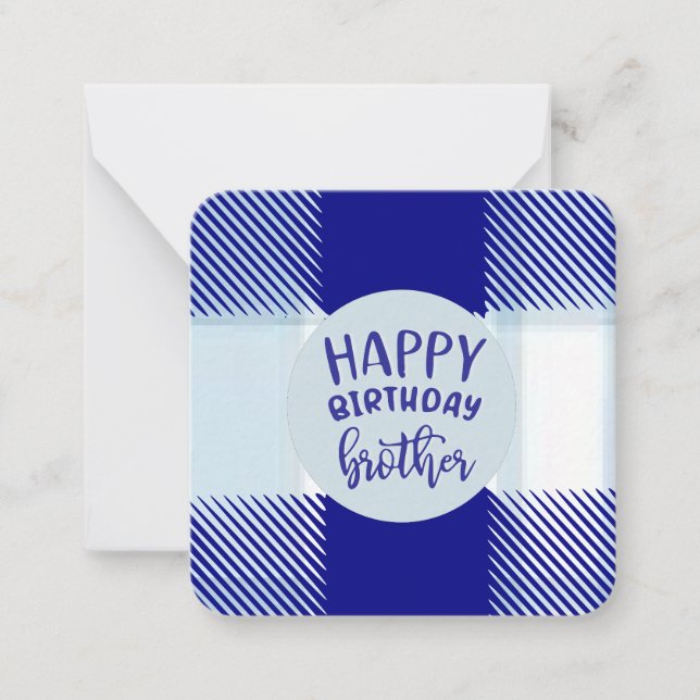 Carte Bleu Plaid Bonne Anniversaire Brother Note C (Devant)