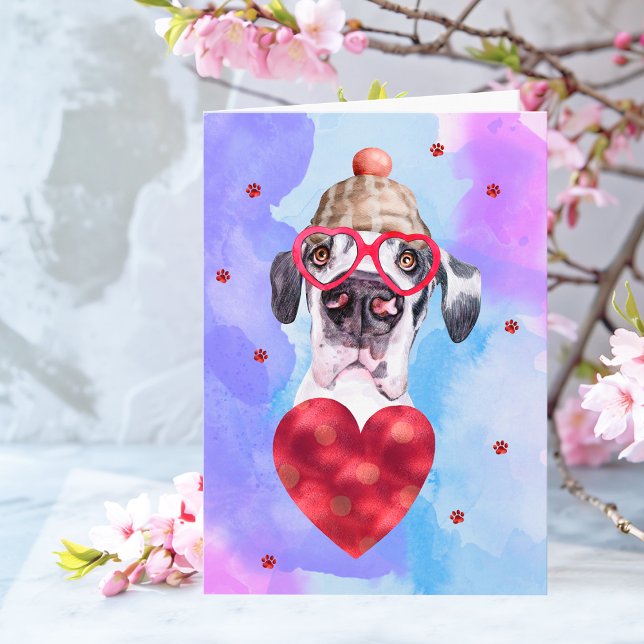 Carte Bleu pourpre Grand Danse Saint Valentin Chien cade (Créateur téléchargé)