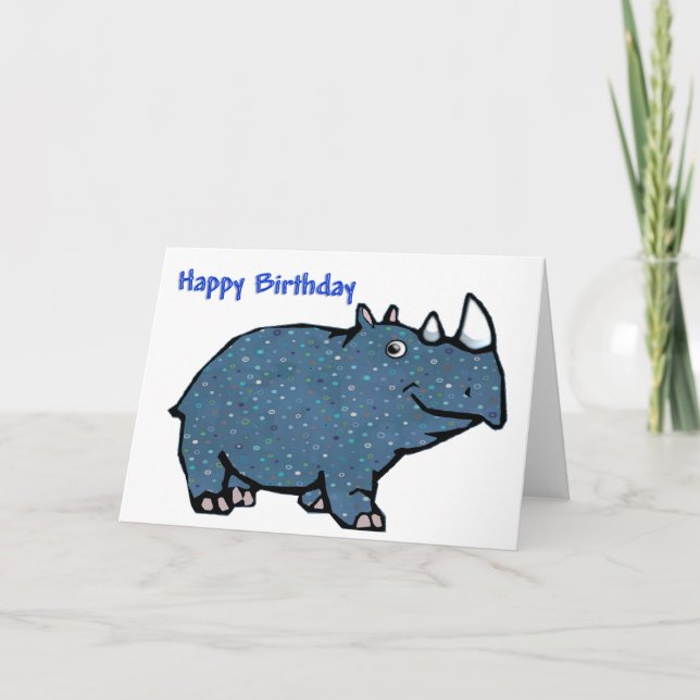 Carte Bleu Rhino Joyeux anniversaire (Devant)