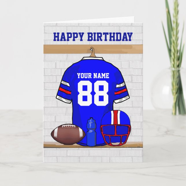 Carte Bleu Rouge Blanc Football Jersey Joyeux anniversai (Devant)
