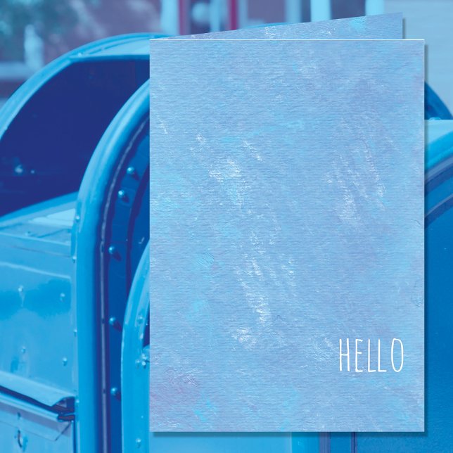 Carte Bleu simple Hello Blanc moderne (Créateur téléchargé)
