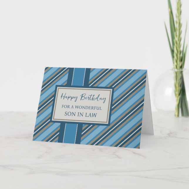 Carte Bleu Stripes Son en droit Anniversaire (Devant)