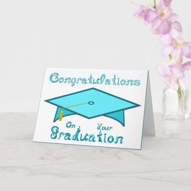 Carte Bleu turquoise Cap de graduation Casquette ou (Orchidée)
