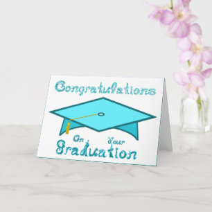 Carte Bleu turquoise Cap de graduation Casquette ou