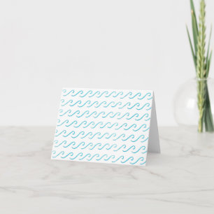 Carte Bleu Vagues Aquarelle Motif de note pliée