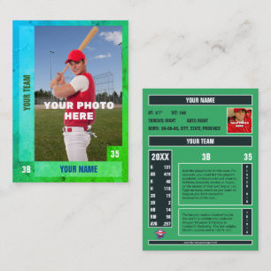 Carte Bleu/Vert Baseball - Statistiques Personnali