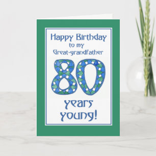 Carte Bleu, Vert, Blanc 80e anniversaire Grand-père