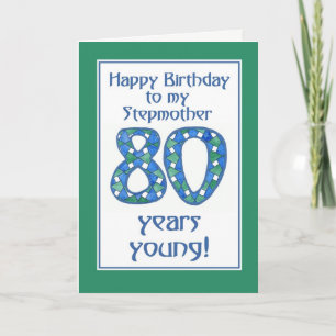 Carte Bleu, Vert, Blanc 80e anniversaire pour Stepmère