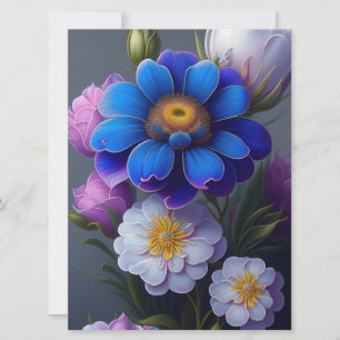 Carte Bleu vif, Imaginaire violet Fleurs de jardin