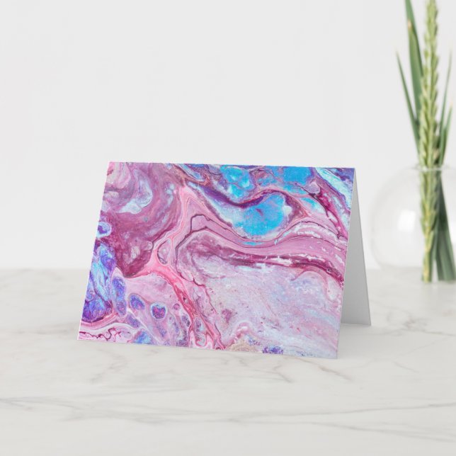 Carte Bleu violet Abstrait Acrylique Fluide Art (Devant)