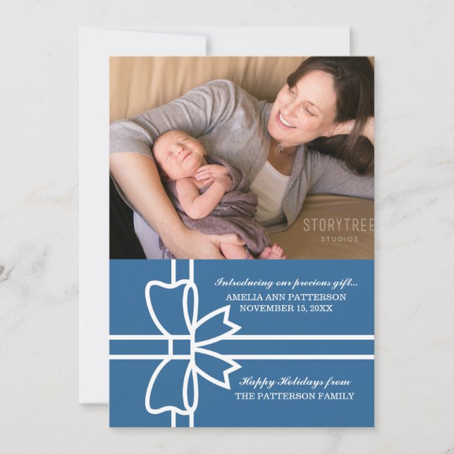 Carte bleue cadeau de vacances photo plat (Devant)