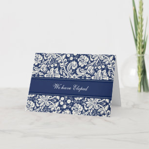 Carte bleue de faire-part de fugue de damassé