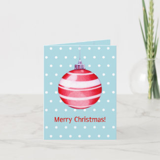 Carte bleue de l'ornement de Noël rouge