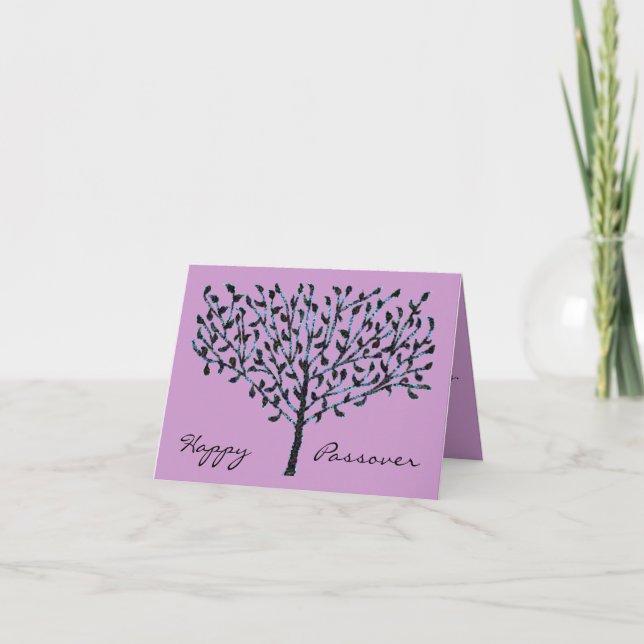 Carte bleue de pâque d'arbre de mosaïque (Devant)