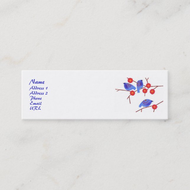 Carte bleue de profil d'oiseaux (Devant)