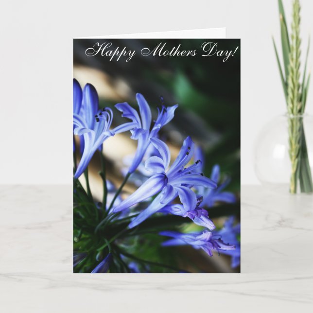 Carte bleue du jour de mère de fleur sauvage (Devant)