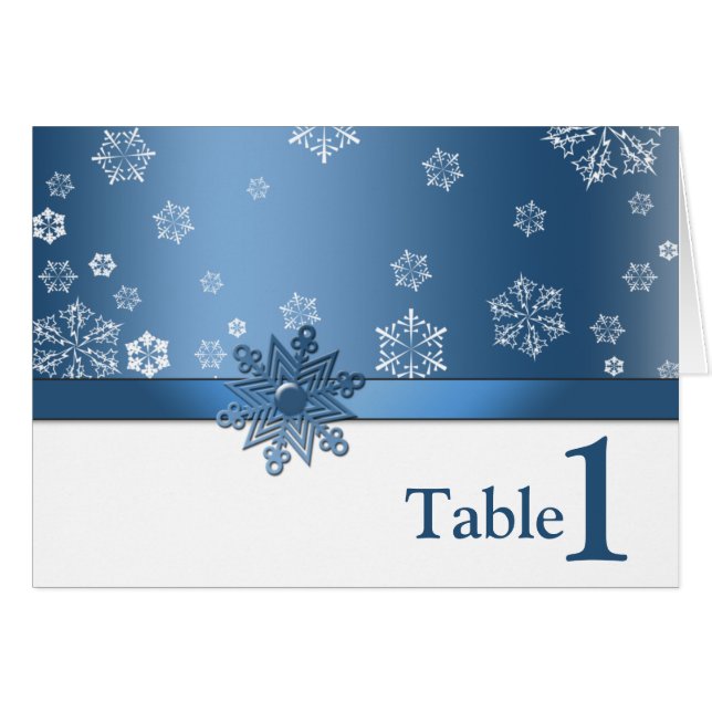 Carte bleue et blanche d'hiver de flocon de neige (Devant Horizontal)