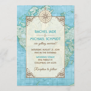 Carte bleue Faire-part de mariage Voyage
