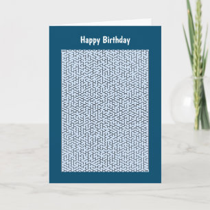 Carte bleue hexagone Maze Birthday