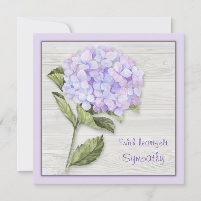Carte bleue hydrangée violette Sympathy Card (Devant)