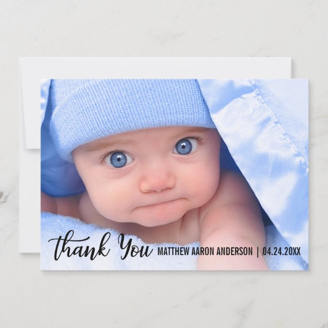 Carte bleue moderne S de nouveau bébé de Merci (Devant)
