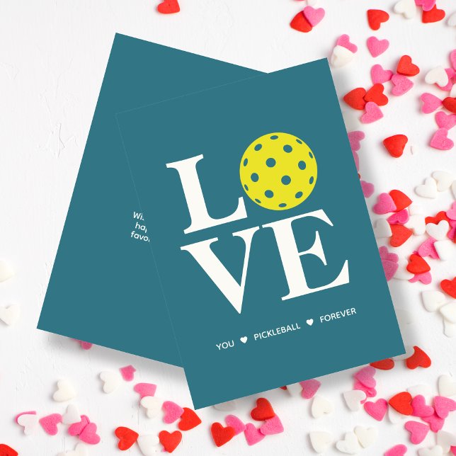 Carte bleue Turquoise "LOVE You, Pickleball, Forev (Créateur téléchargé)