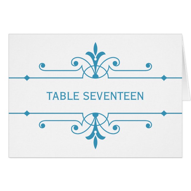 Carte bleue v2 Fancy Ornamy Numéro de table (Devant horizontal)