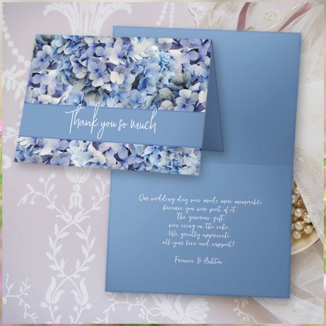Carte Bliss Blue Hydrangea Mariage Merci Message (Créateur téléchargé)
