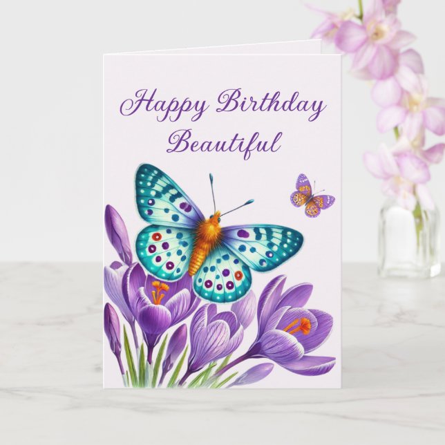 Carte Bliss De Papillon Parmi Les Fleurs (Orchidée)