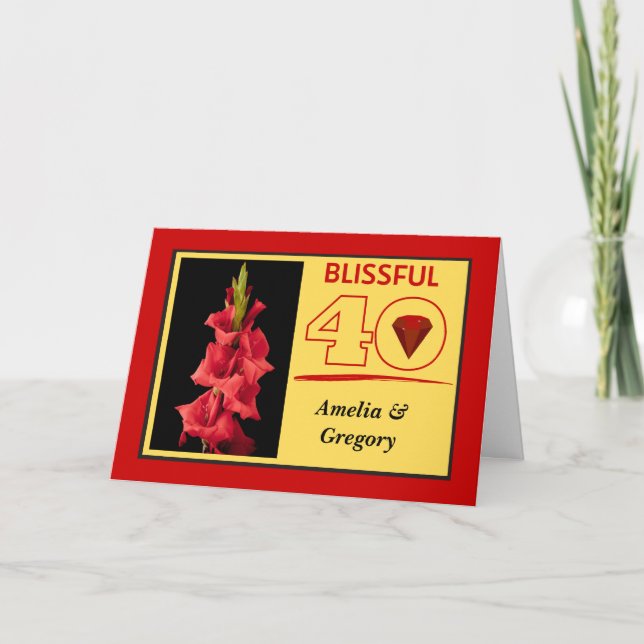 Carte Blissful 40th Ruby Mariage Anniversaire (Devant)