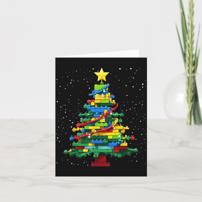 Carte Bloc de construction de sapin de Noël Brique Maîtr (Devant)