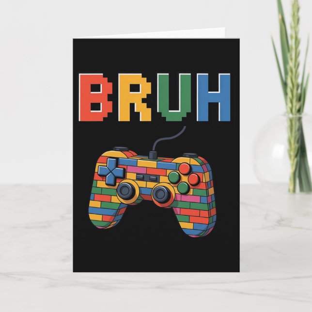 Carte Blocs de Construction Bruh Gaming Joueur Garçons M (Devant)