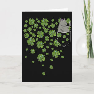 Carte Blogueur de vidéos de chats dans les trèfles verts
