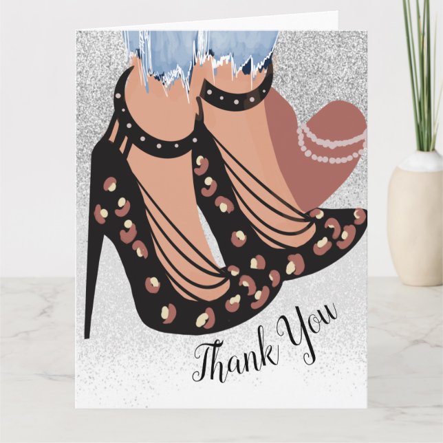 Carte Blogueuse de mode chic et belle Merci paillettes (Devant)