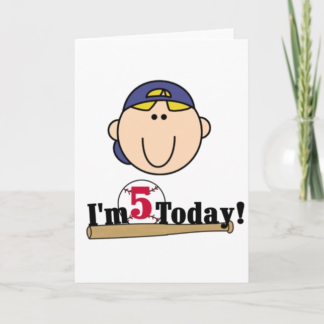 Carte Blond Boy Baseball 5e anniversaire (Devant)