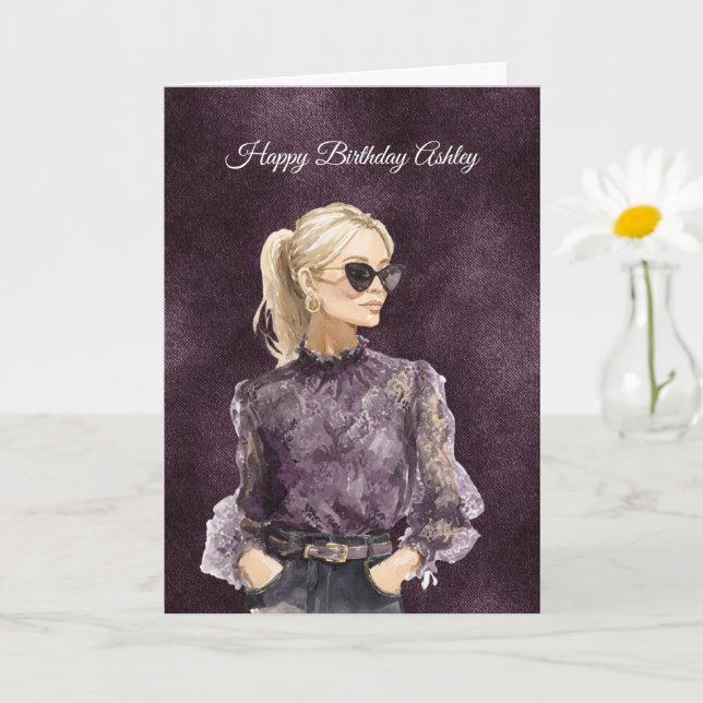 Carte Blond Female Sunglasses Purple Blouse Birthday (Petite plante)
