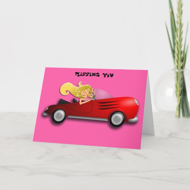 Carte Blonde girl en Red Sports Car (Devant)