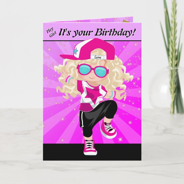 Carte Blonde Girls Hip hop Joyeux anniversaire (Devant)