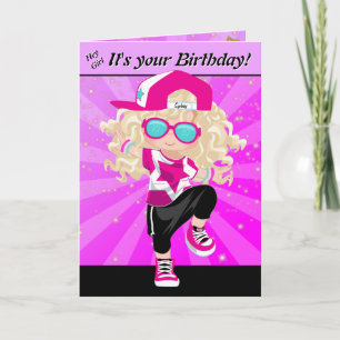 Carte Blonde Girls Hip hop Joyeux anniversaire