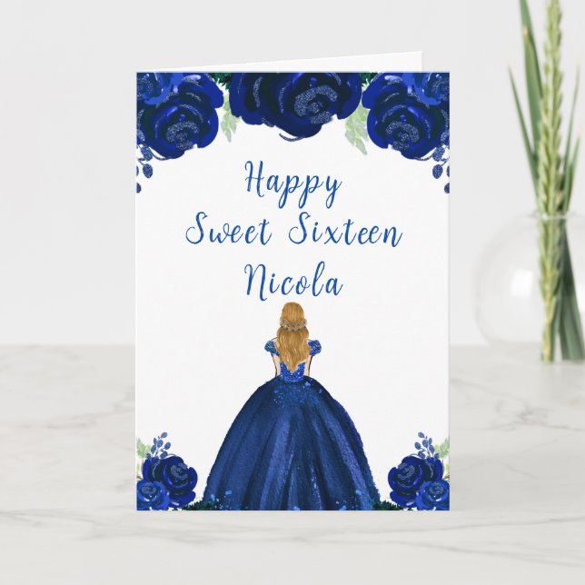 Carte Blonde Hair Princess Marine Floral Sweet sixteen (Devant)