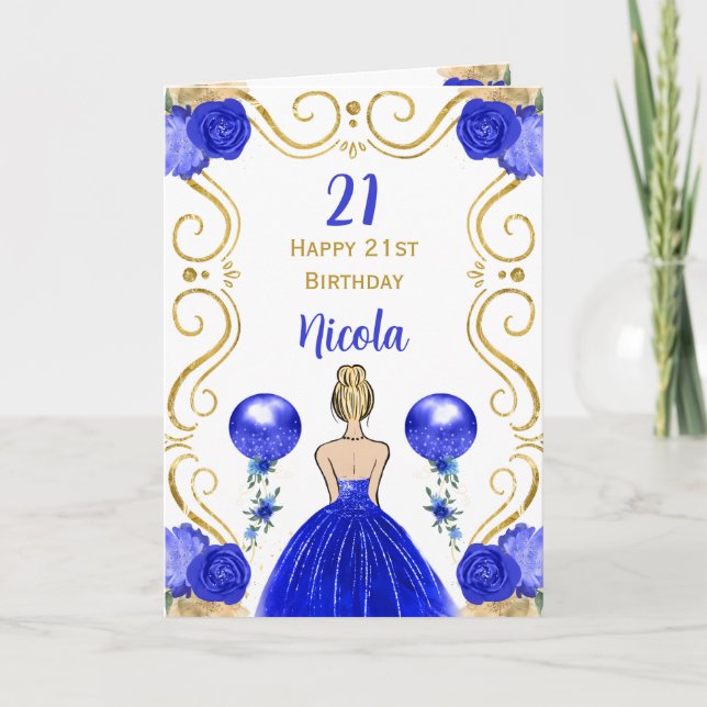 Carte Blonde Princess Blue Joyeux anniversaire (Devant)