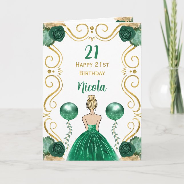 Carte Blonde Princesse Green Joyeux anniversaire (Devant)