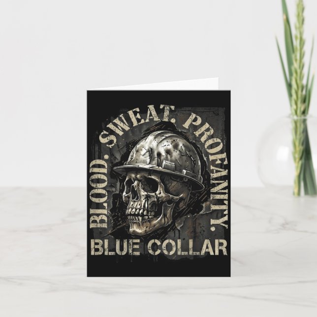 Carte Blood Sweat Profanity Construction Worker Skull Bl (Devant)