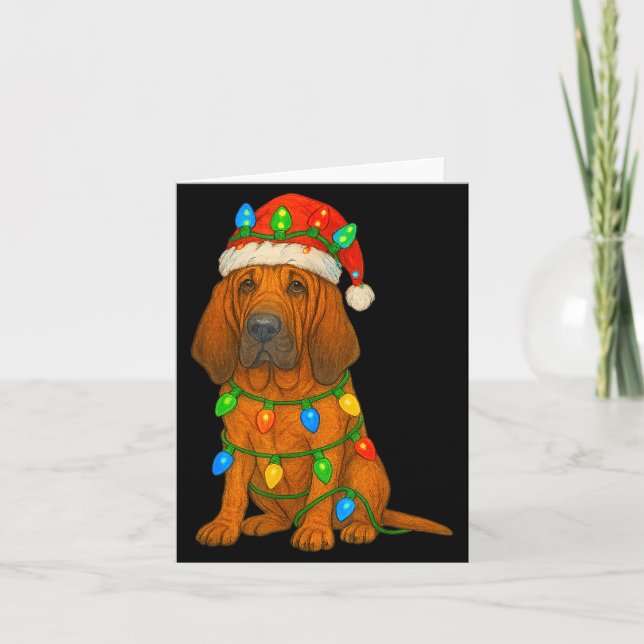 Carte Bloodhound Christmas Lights Dog Lover Xmas Pajama  (Devant)