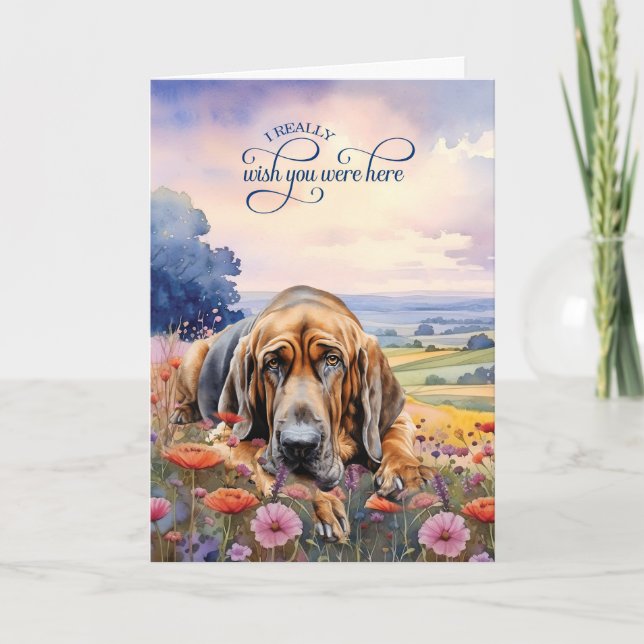 Carte Bloodhound Dog Wildflowers Miss You (Devant)